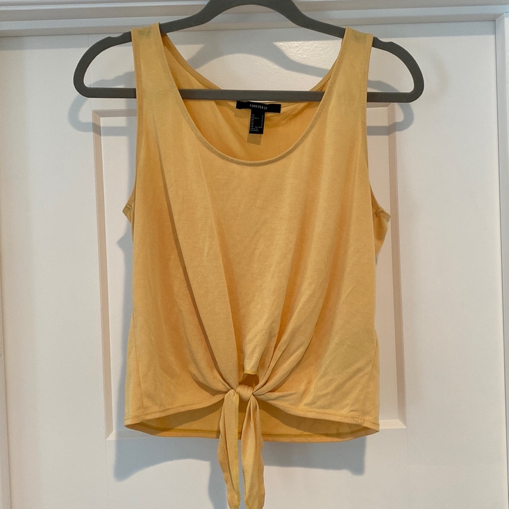 Forever 21 yellow summer top with tie detail